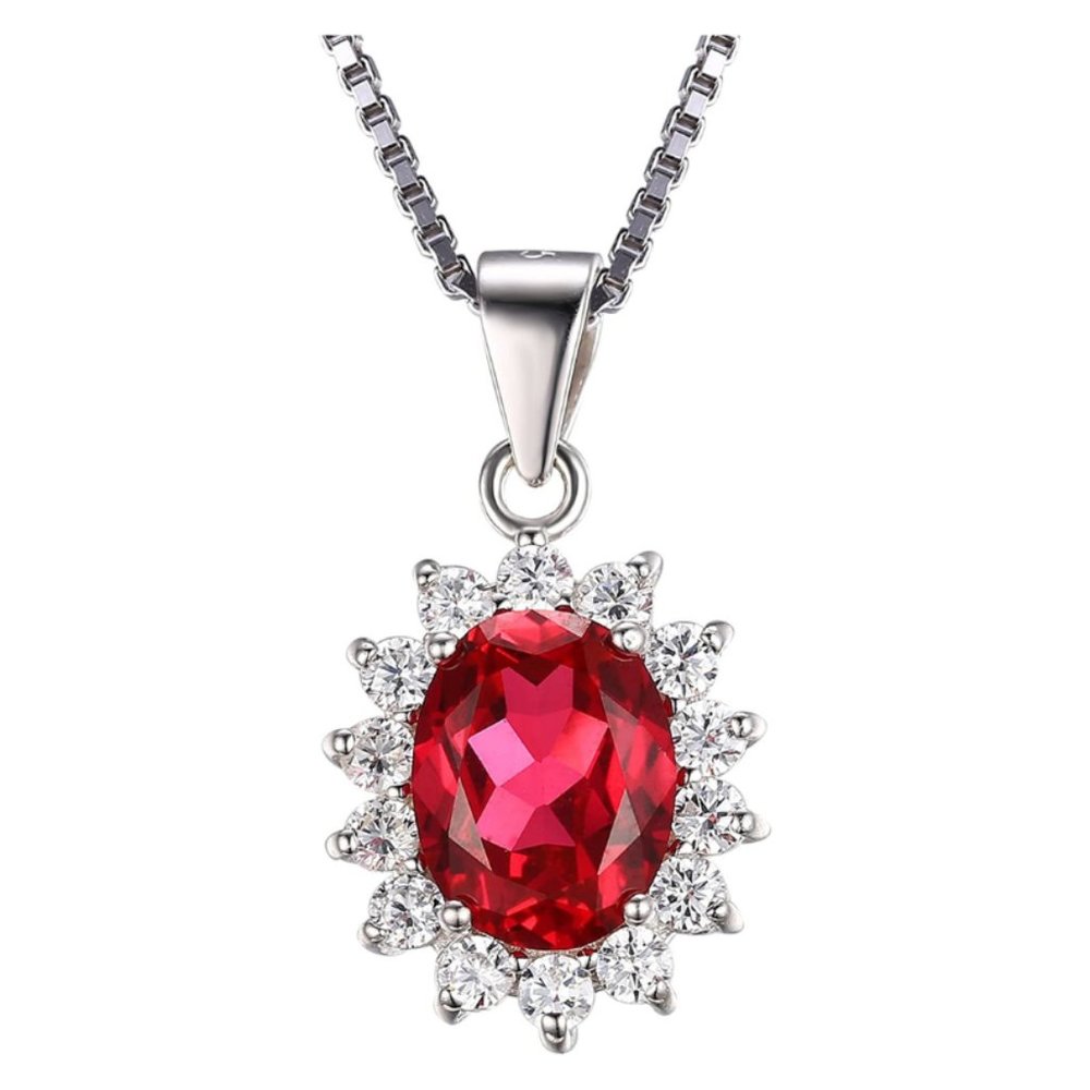❤️ 2.6ct Ruby Necklace - 925 Sterling Silver - Picture 4 of 10